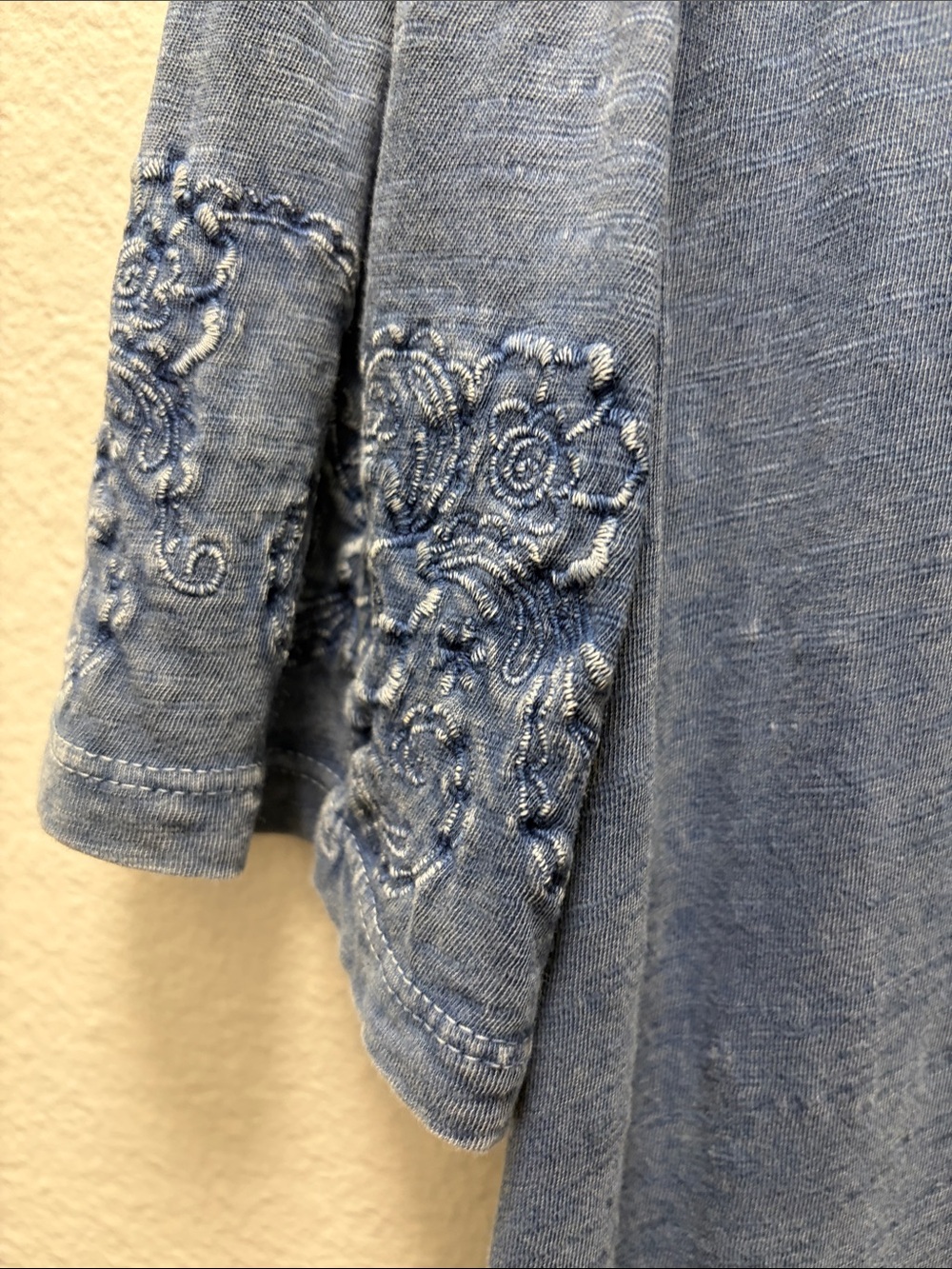 Lucky Brand Denim-Blue Embroidered Short-Sleeve Top - Picture 4 of 5